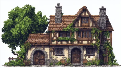 Medieval House in Pixel Art