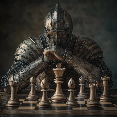 Knight Behind Chess Board