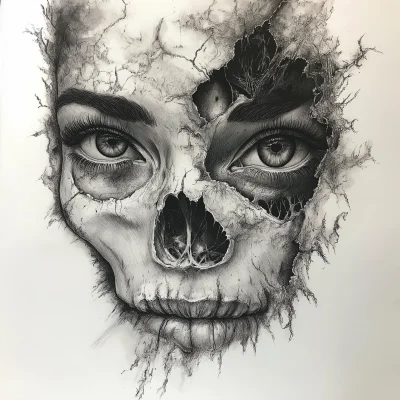 Skull and Woman Eye Design