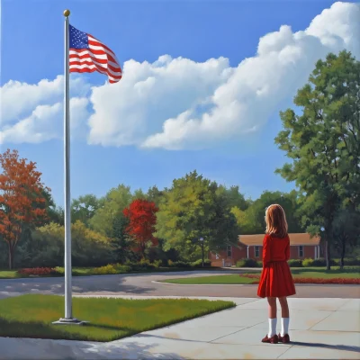 Girls Saluting the Flag