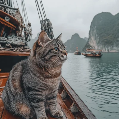 Tabby Cat on Traditional Boat