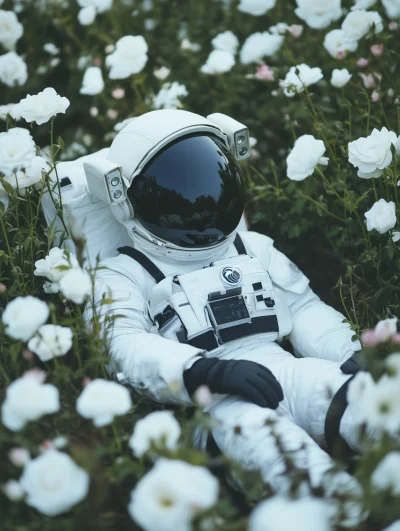 Astronaut Among Roses