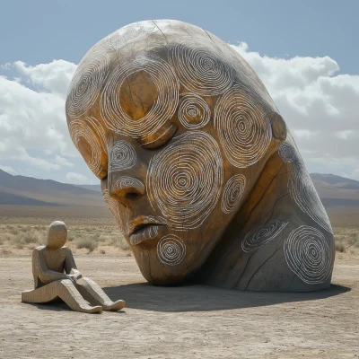 Wooden Sculpture in the Desert