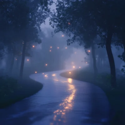 Misty Dusk Landscape