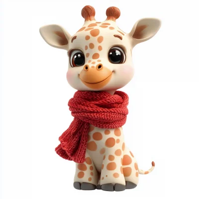 Cute Baby Giraffe in Scarf