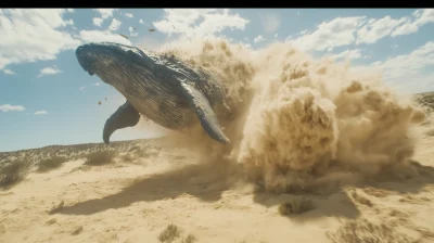 Whale Jumping in Desert