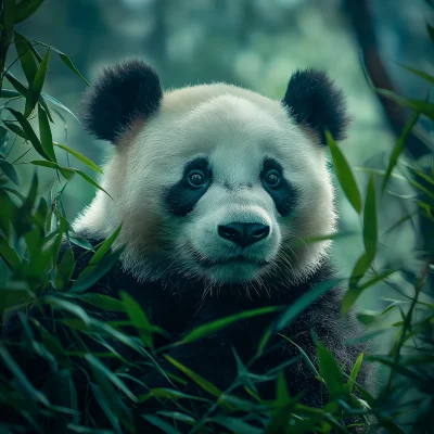 Panda in Bamboo Forest