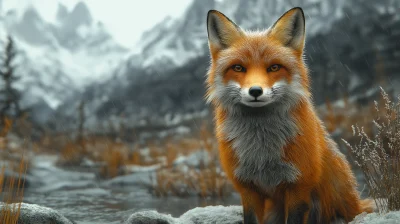 Fox in a Scenic Landscape