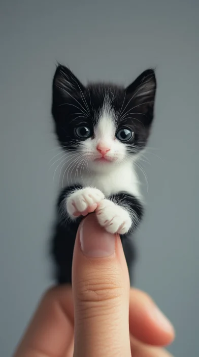 Tiny Kitten on Finger