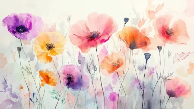 Whimsical Poppy Watercolor