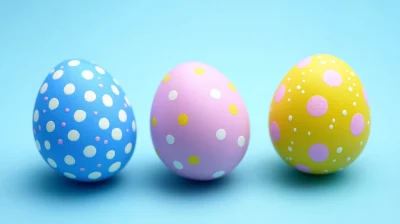 Easter Eggs on Blue Background