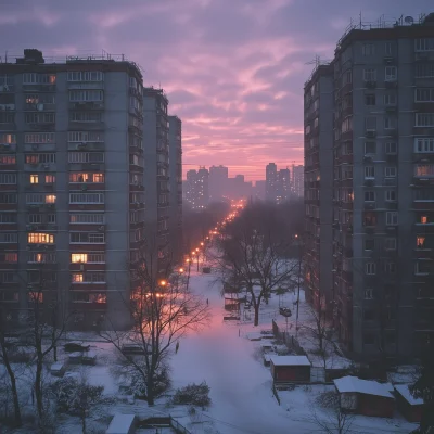 Soviet Era Architecture in Winter