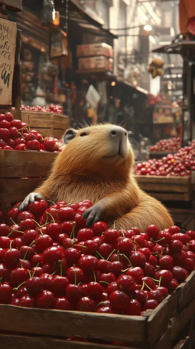 Capybara on Cherries