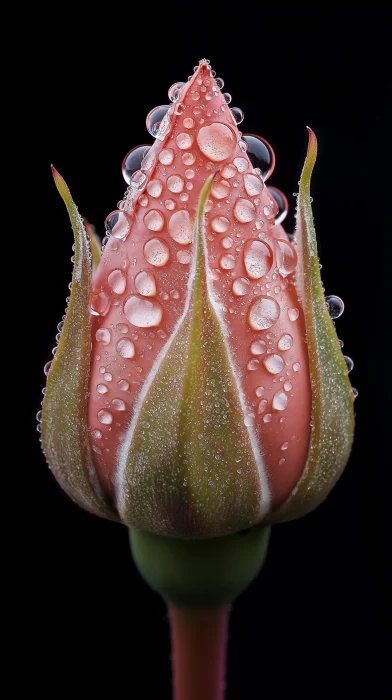 Pink Rose Bud with Dew