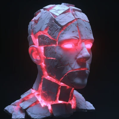 Glowing Cartoonish Humanoid Head