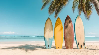 Colorful Surfboards on the Beach