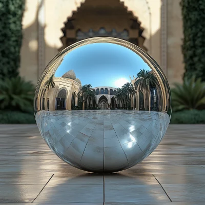 Reflective Silver Orb in Morocco