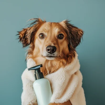 Dog Holding Shampoo