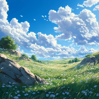 Anime Grassland Landscape