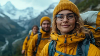 Friends Hiking the Mountain Trail