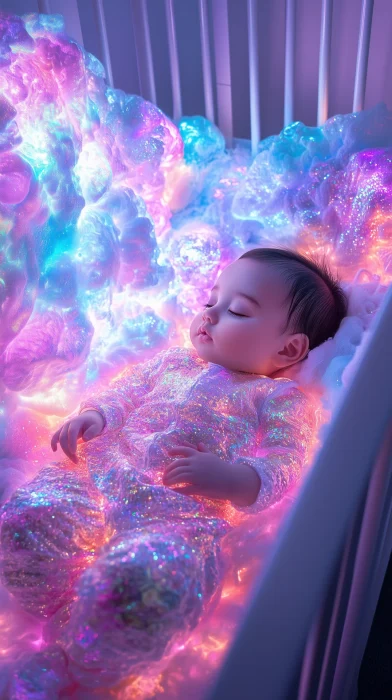 Glowing Baby in Crib