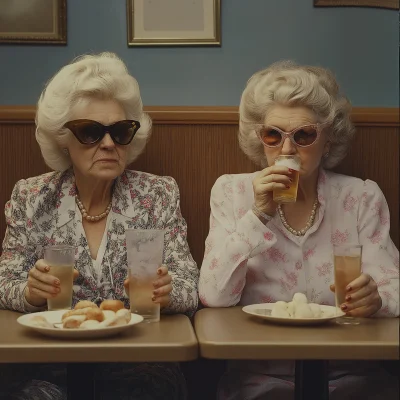 Three Friends Enjoying Tea