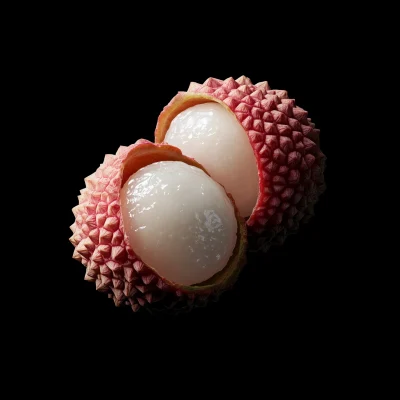 Isolated Lychee on Black Background