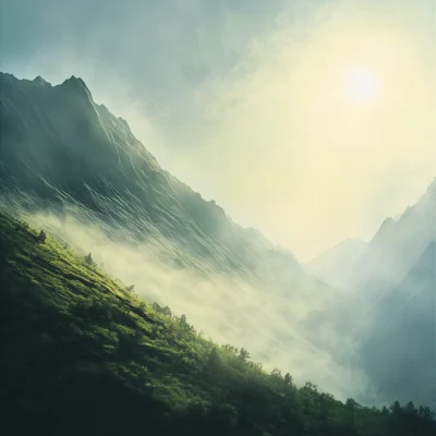 Mountain Landscape with Sunlight