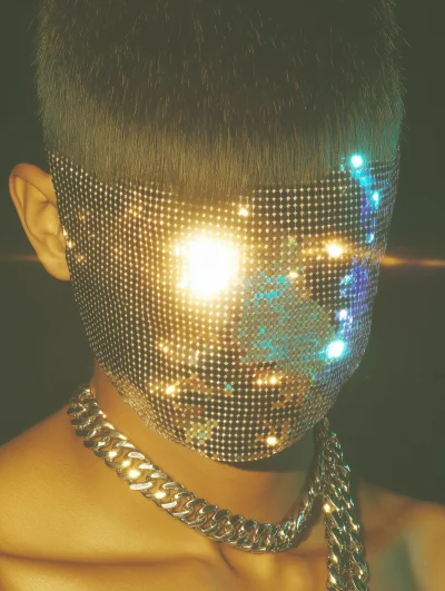 Man in Rhinestone Mask