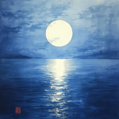 Full Moon on Calm Sea