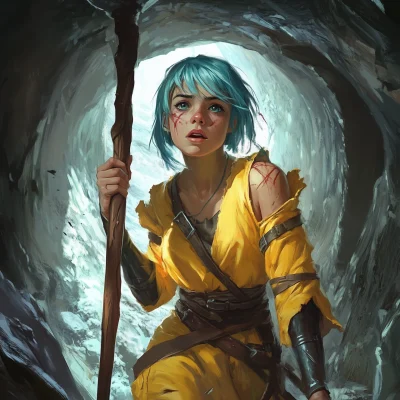 DND Character with Light Blue Hair