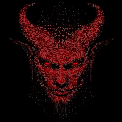 Red Evil Demon in Dot Art