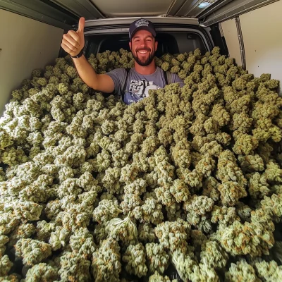 Man in a Cannabis Van