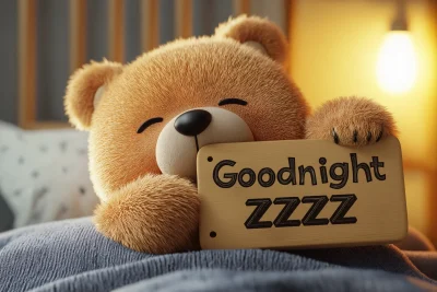 Sleepy Bear with Sign