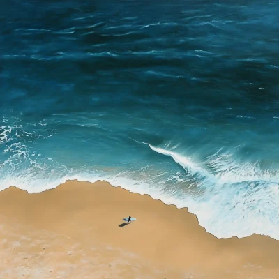 Lone Surfer at Peaceful Beach