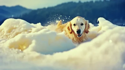 Golden Retriever in Snow