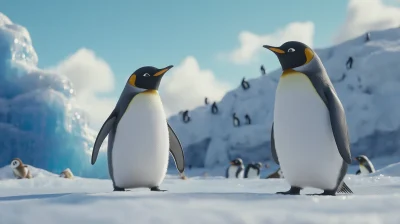 Penguins in the Snow