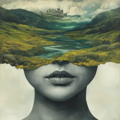 Surreal Woman in Landscape