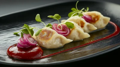 Elegant Dumplings with Sauce