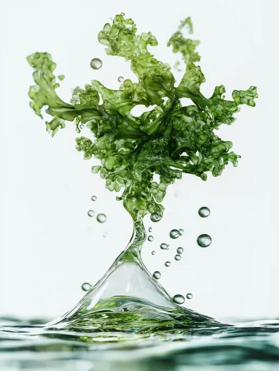 Droplet of Seaweed in Water