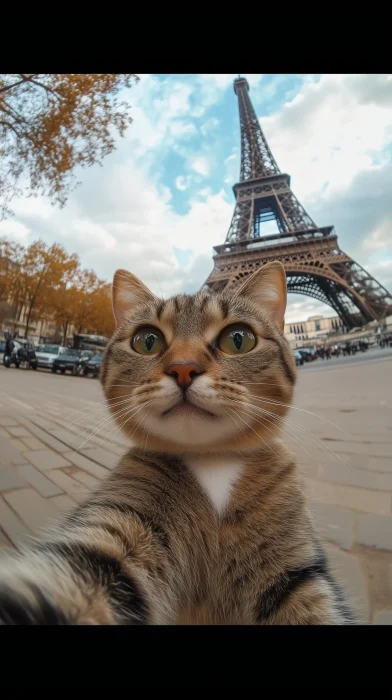 Cat Selfie at the Eiffel Tower