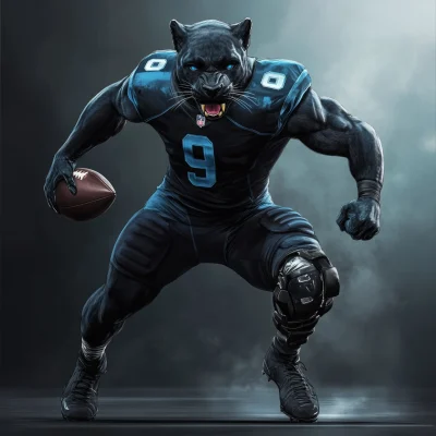 Fierce Panther Playing Football