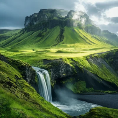 Beautiful Green Iceland Landscape