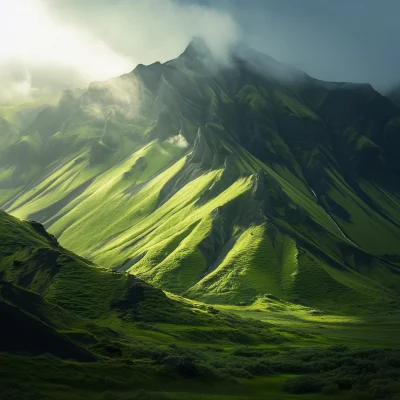 Beautiful Green Iceland Landscape