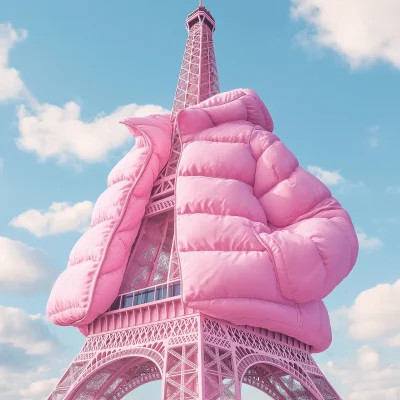 Eiffel Tower in a Pink Jacket