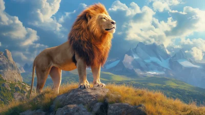 Majestic Lion on Hilltop