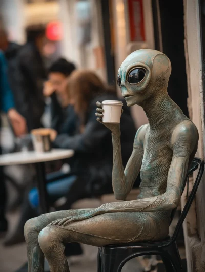 Alien in a French Café