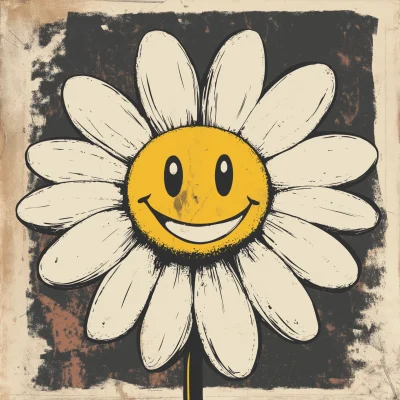 Retro Daisy Smiley Logo