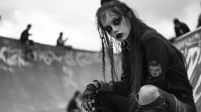 Cyber Goth Girl at Skate Park