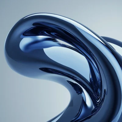 Glossy Blue Abstract Shape